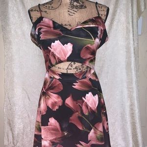 Cold shoulder floral cutout dress